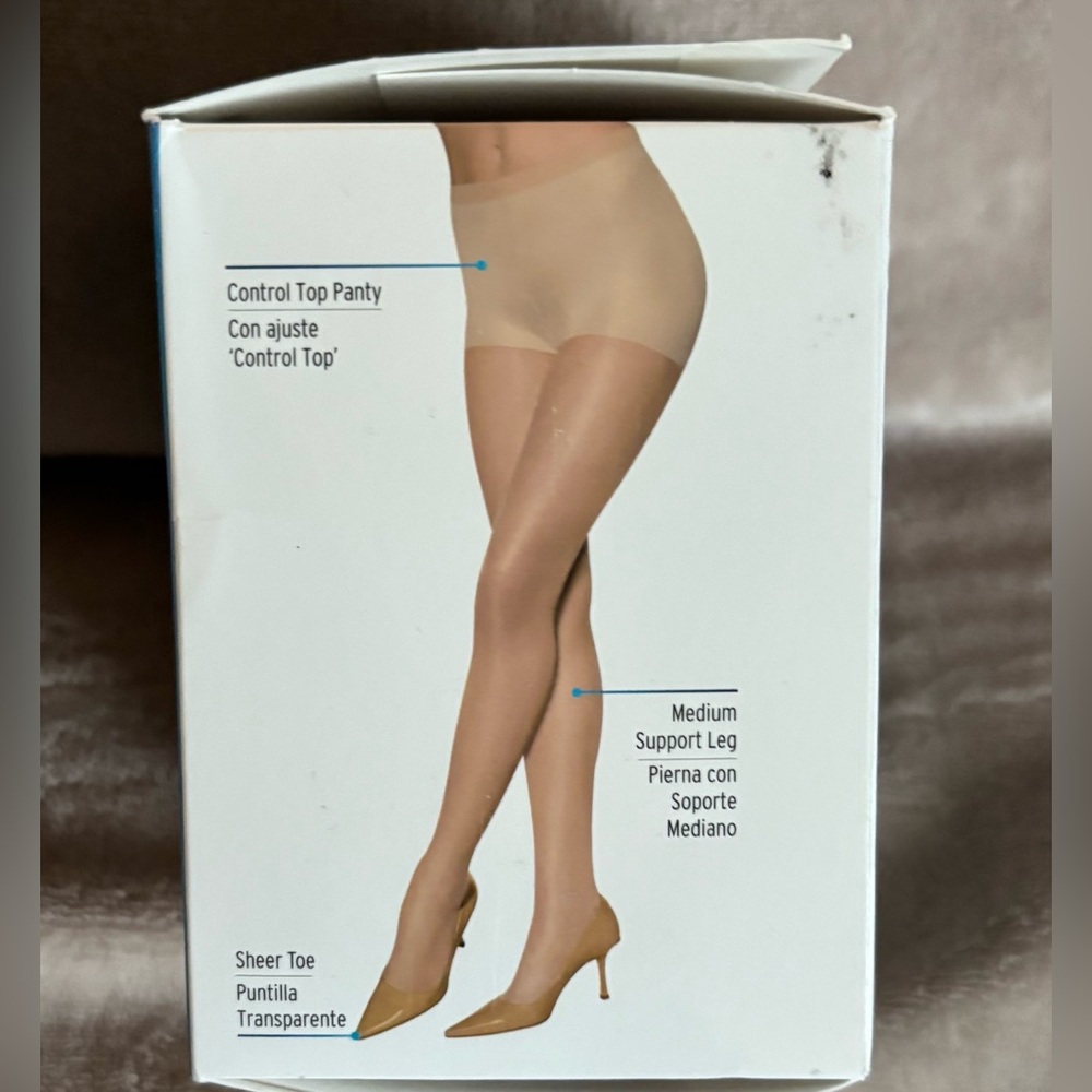 Vintage L'eggs Sheer Energy Control Top Nude Pantyhose Queen+ XL 2Pair New - Picture 3 of 5